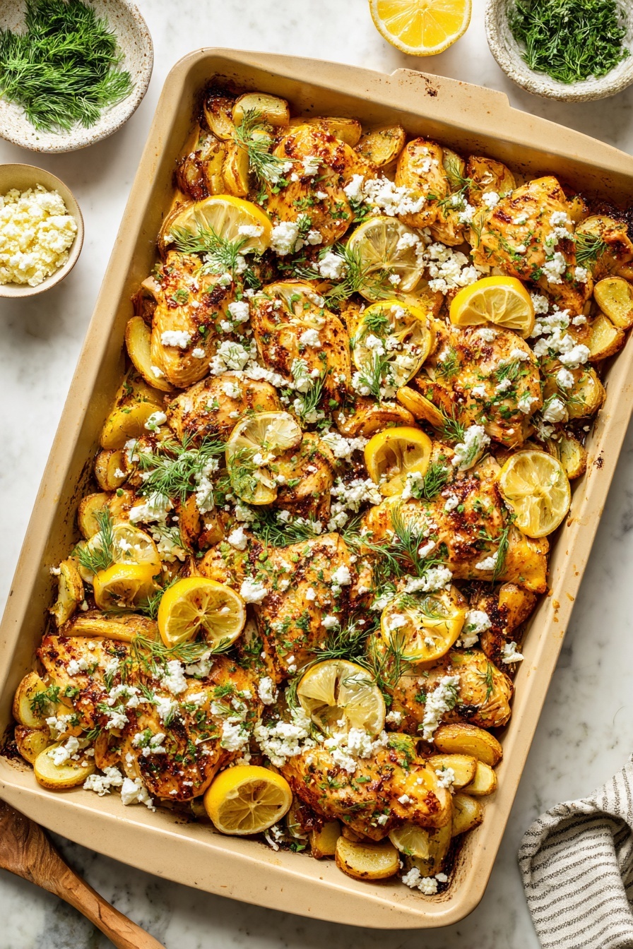 Lemon Garlic Chicken and Potatoes Sheet Pan Dinner Recipe - Serving