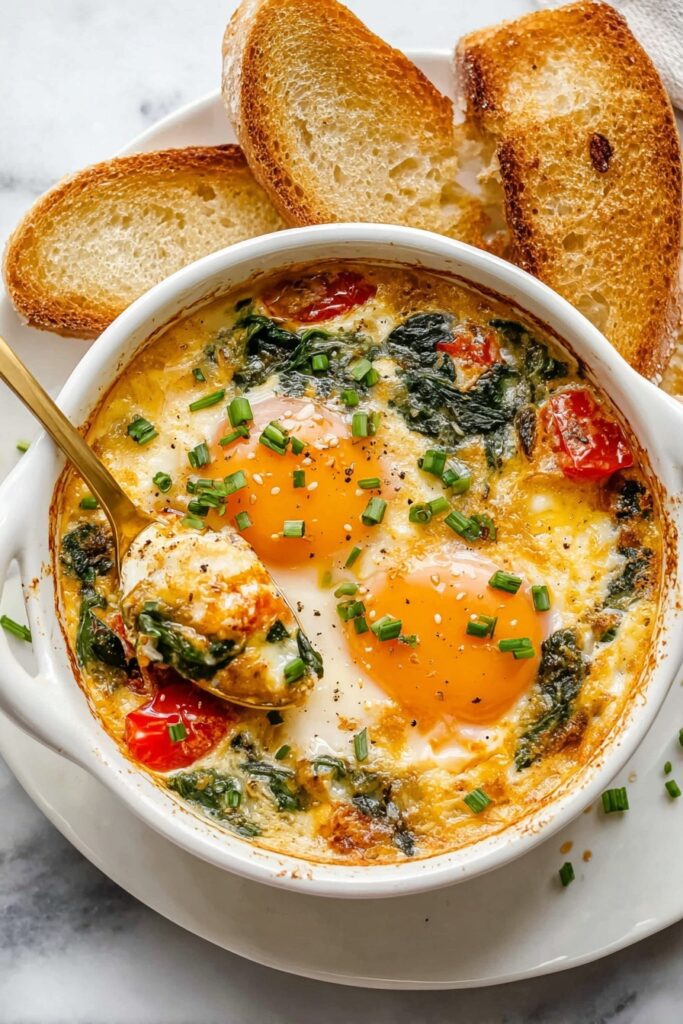 Baked Feta Eggs with Tomatoes Recipe