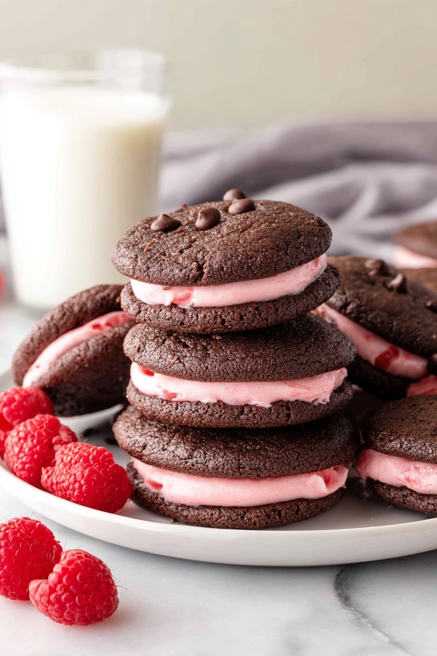 Chocolate Raspberry Sandwich Cookies Recipe - Serving