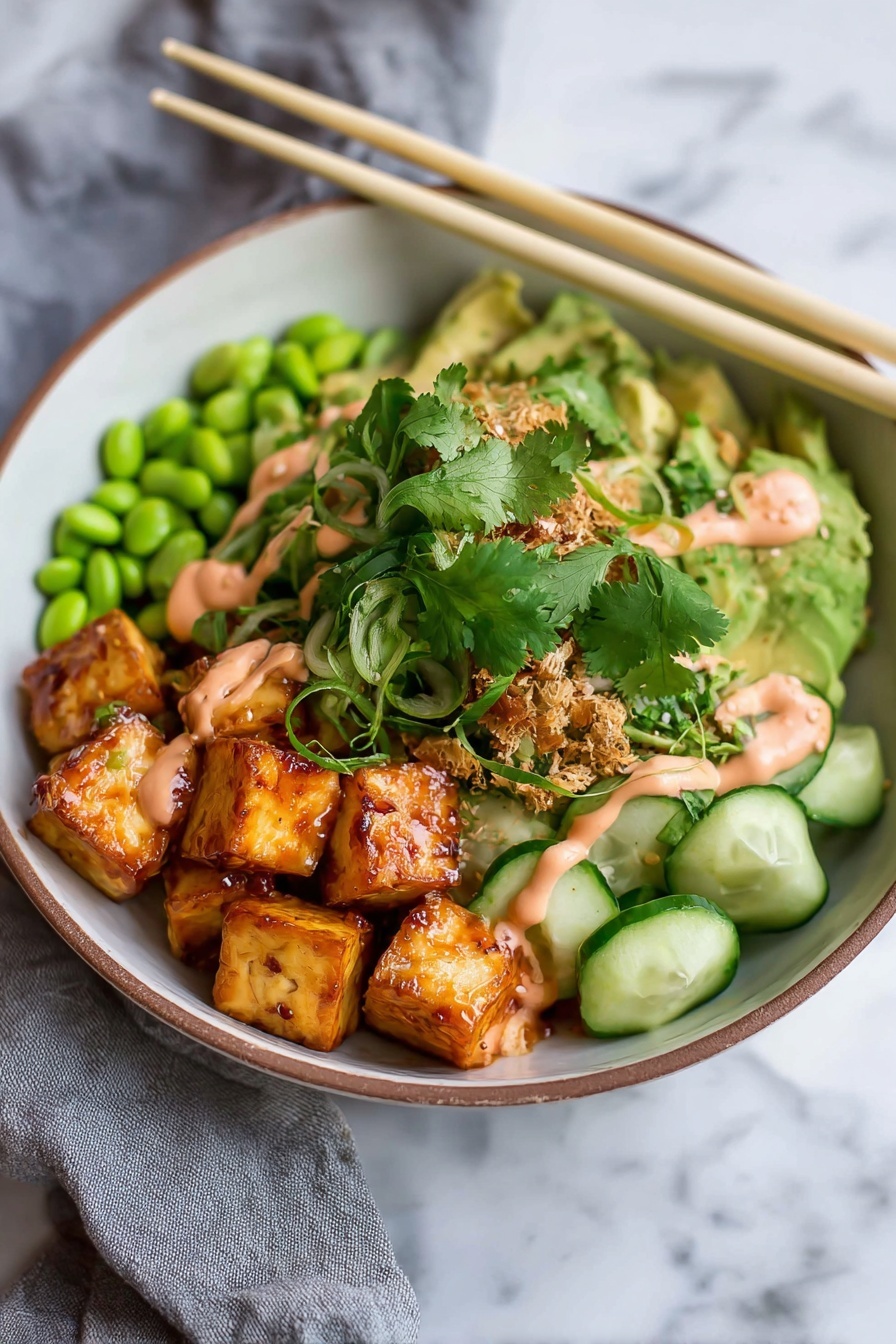 Sticky Glazed Tofu Bowl with Yum Yum Sauce Recipe