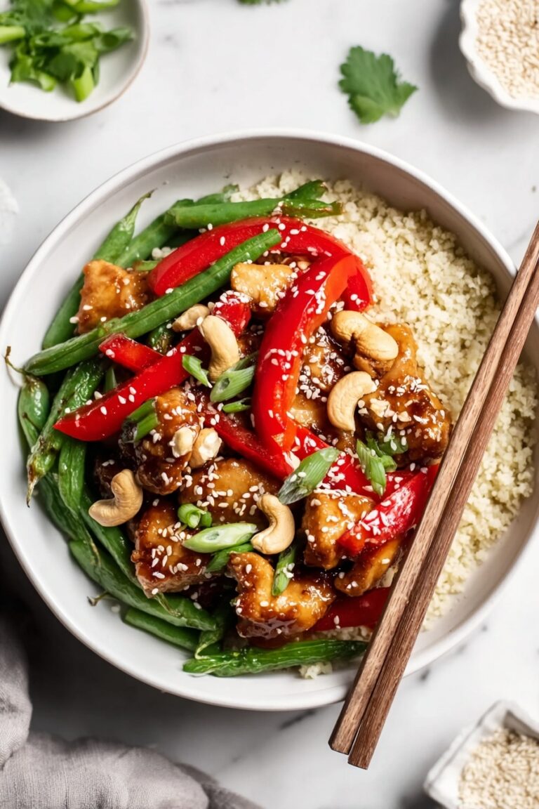 Healthy Orange Chicken Stir Fry with Cauliflower Rice Recipe