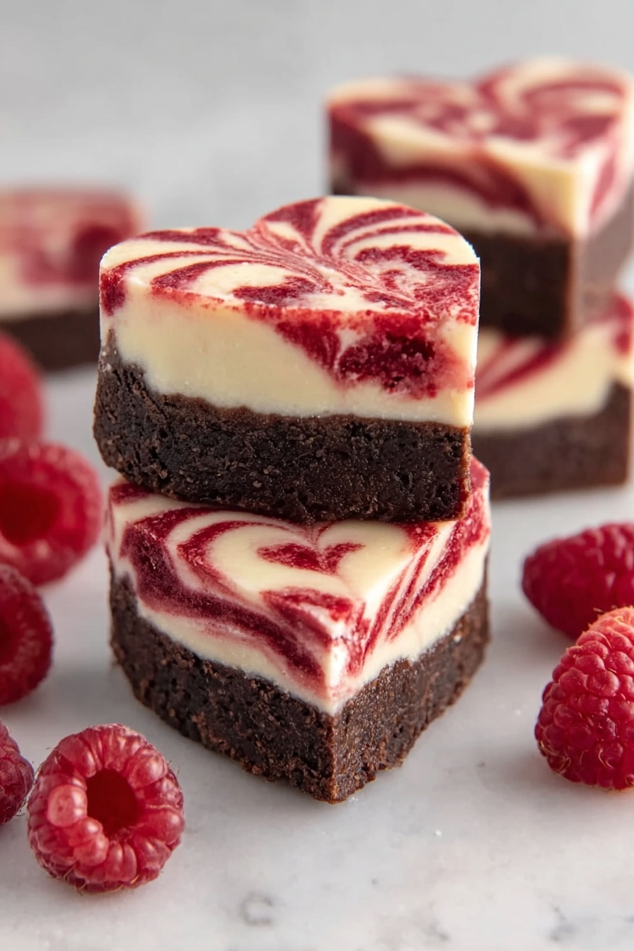 Raspberry Cream Cheese Heart Brownies Recipe - Serving