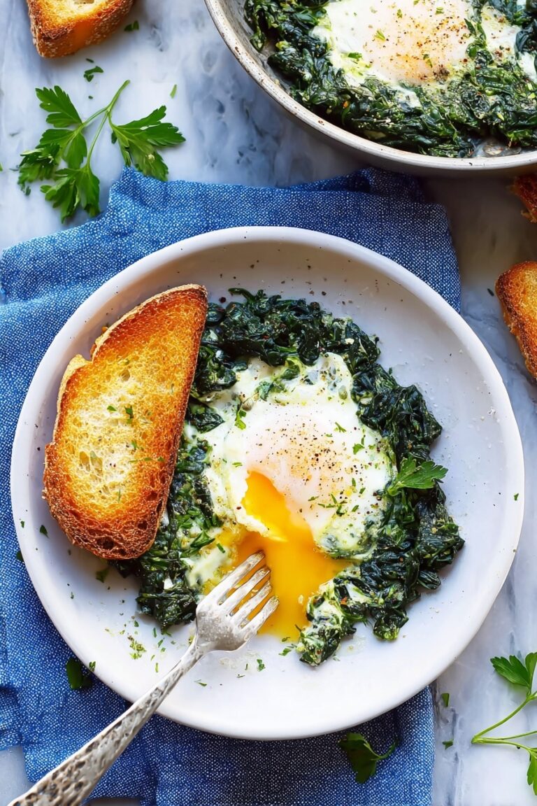 Creamy Spinach and Eggs Skillet Recipe