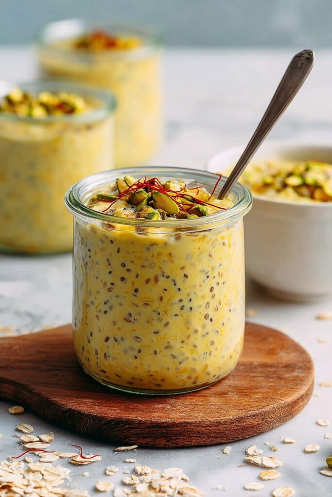 Indian Overnight Oats with Saffron and Pistachios Recipe