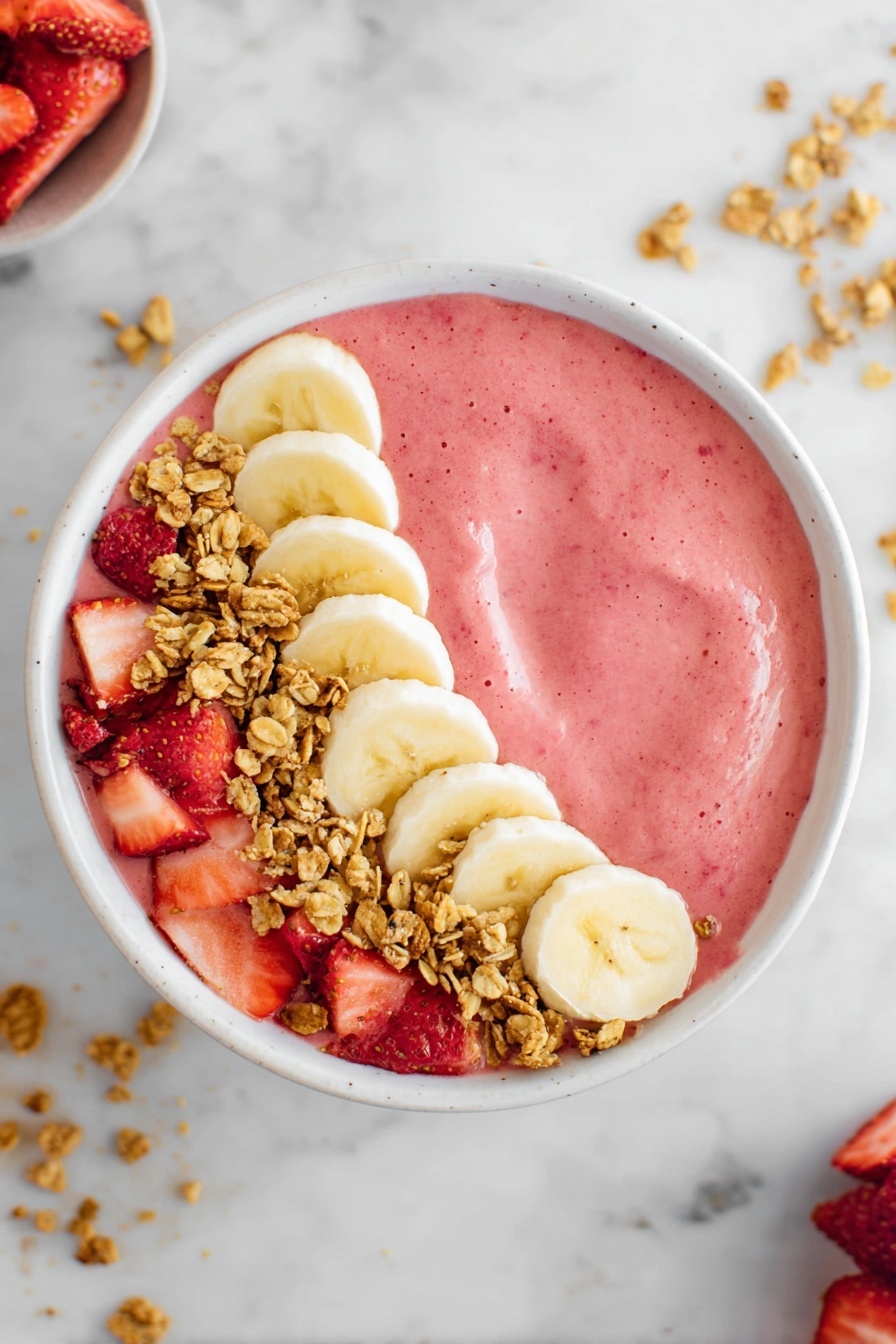 Strawberry Banana Smoothie Bowl Recipe - Serving