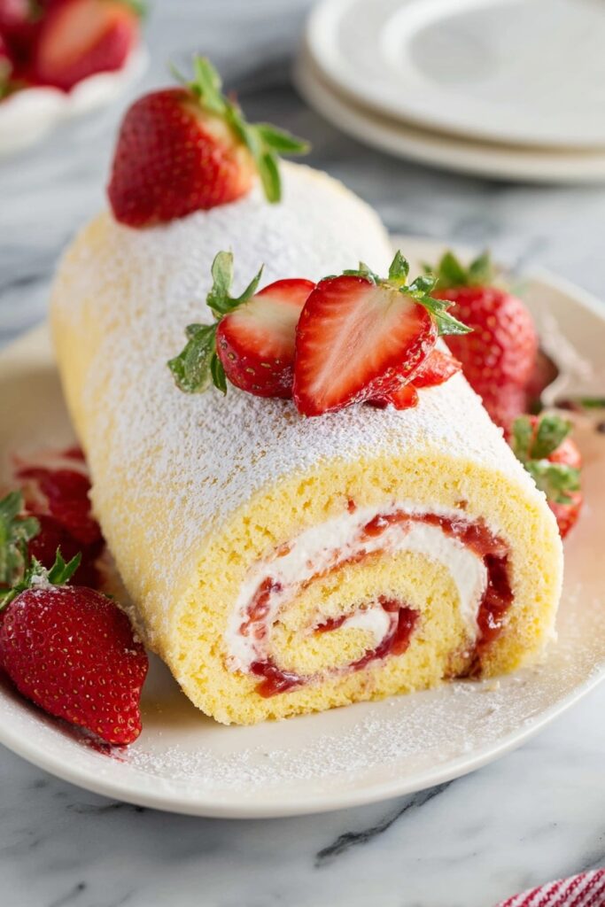 Strawberries and Cream Swiss Roll Recipe