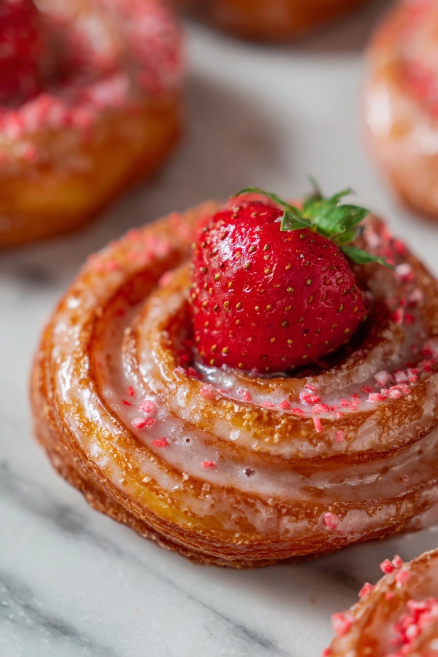 Strawberry Glazed French Crullers Recipe