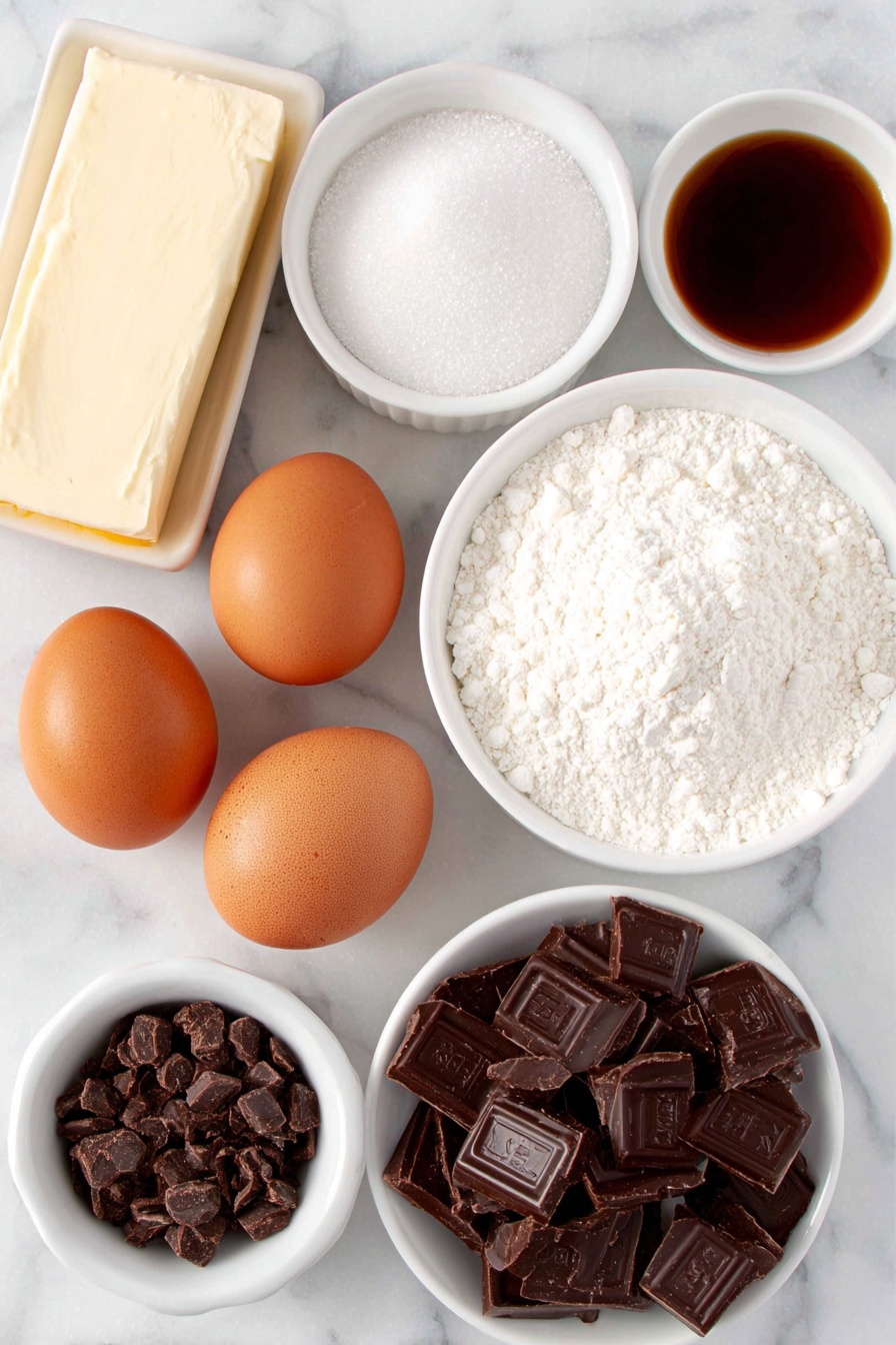 Flat lay of a small slab of salted butter, a small white bowl of light brown sugar, a small white bowl of granulated sugar, two large whole uncracked brown eggs, a small white bowl of vanilla extract, a small white bowl of all-purpose flour, a small white bowl with baking soda, a small white bowl with salt, a small white bowl filled with dark chocolate chunks, a small white bowl with frozen raspberries, all arranged symmetrically on a clean white marble surface, soft natural light, photo taken with an iPhone, professional food photography style, fresh ingredients, white ceramic bowls, no bottles, no duplicates, no utensils, no packaging --ar 2:3 --v 7 --p m7354615311229779997 - Raspberry Chocolate Chunk Cookies, raspberry chocolate cookies, easy raspberry chocolate cookies, soft chocolate chip cookies with raspberries, fruity chocolate cookies