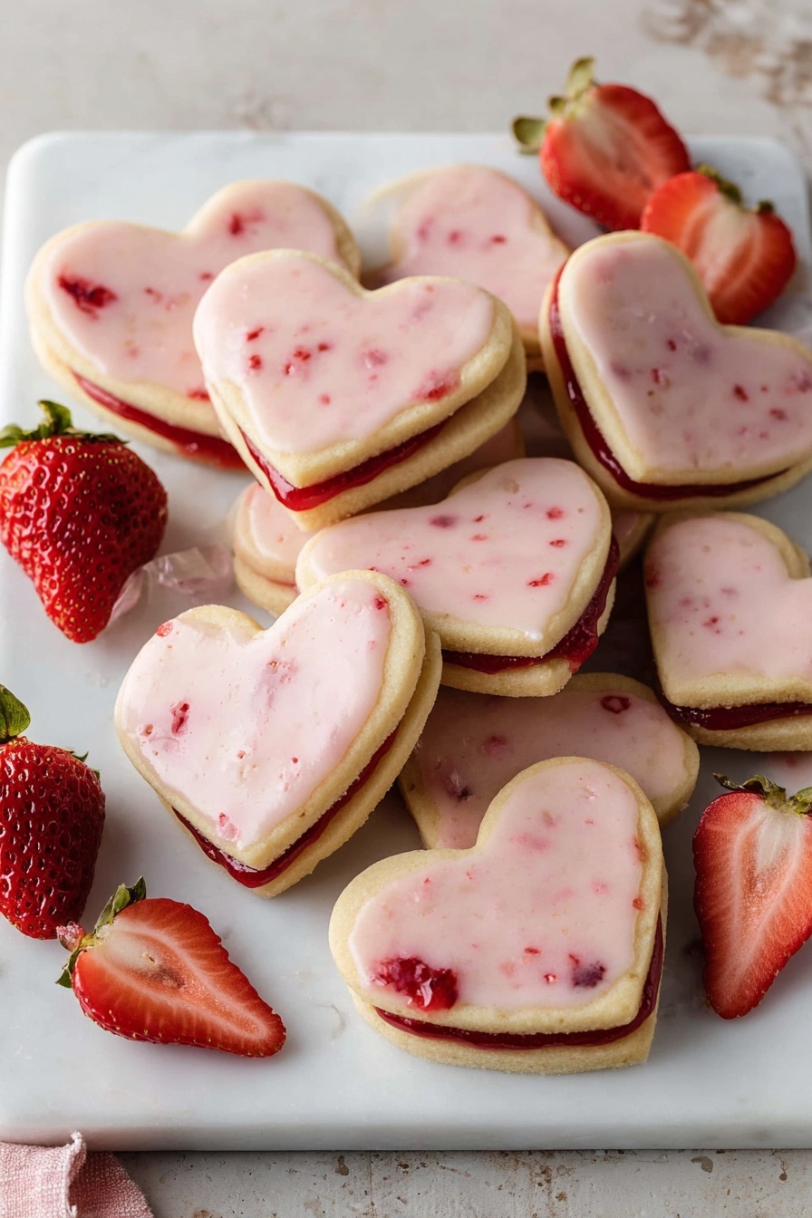 Strawberry Heart Shortbread Cookies Recipe